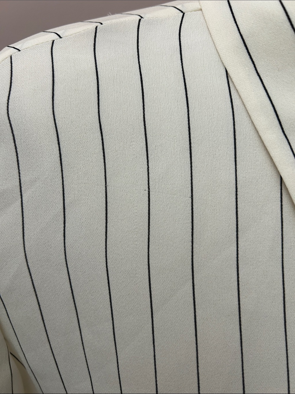 Charter Club Silk Cream Button-Down Shirt with black Pinstripes size 14 W - Picture 13 of 15